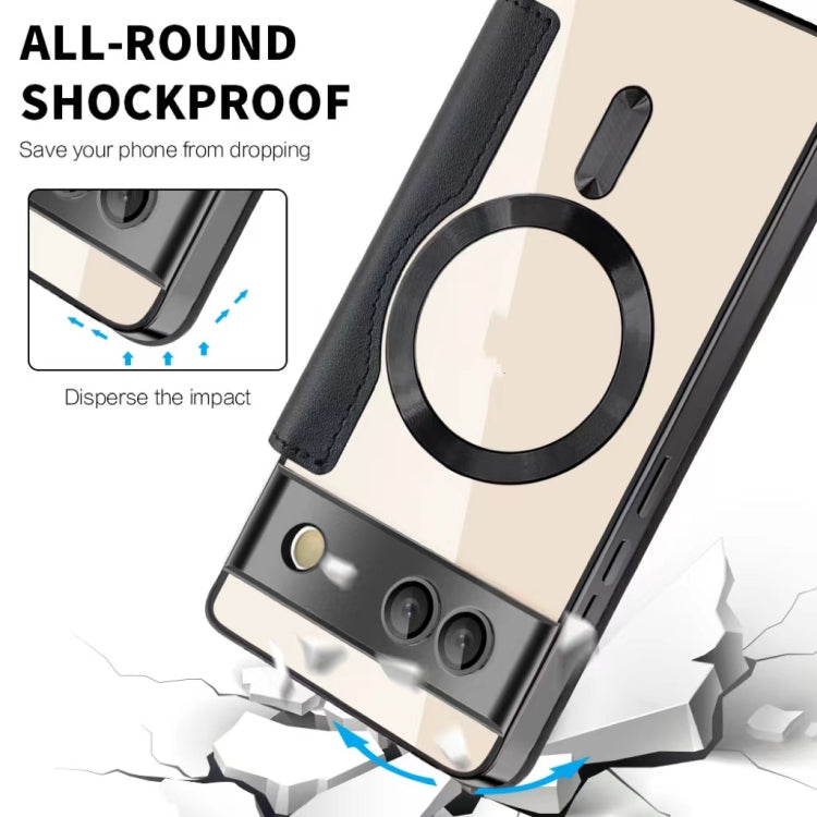 For Google  Pixel 8a Shield Magsafe RFID Anti-theft Rhombus Leather Phone Case(Brown)