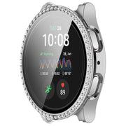 For Samsung Galaxy Watch 7 40mm Single Row Diamond PC + Tempered Film Integrated Watch Protective Case(Silver)