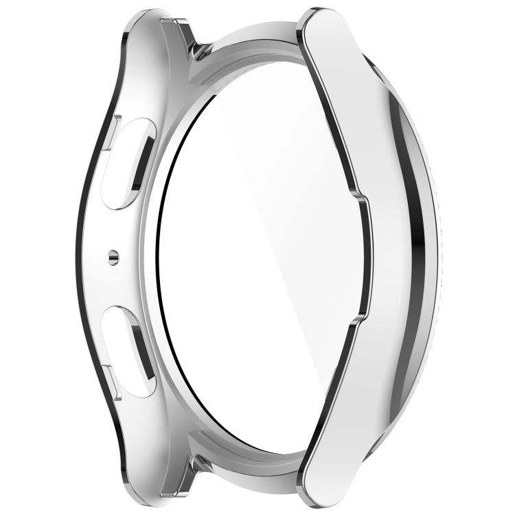 For Samsung Galaxy Watch 7 40mm Single Row Diamond PC + Tempered Film Integrated Watch Protective Case(Silver)