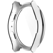 For Samsung Galaxy Watch 7 40mm Single Row Diamond PC + Tempered Film Integrated Watch Protective Case(Silver)
