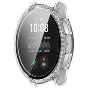 For Samsung Galaxy Watch 7 44mm Single Row Diamond PC + Tempered Film Integrated Watch Protective Case(Transparent White)