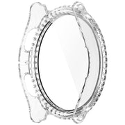 For Samsung Galaxy Watch 7 44mm Single Row Diamond PC + Tempered Film Integrated Watch Protective Case(Transparent White)