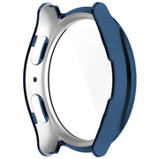 For Samsung Galaxy Watch 7 44mm Single Row Diamond PC + Tempered Film Integrated Watch Protective Case(Midnight Blue)
