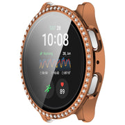For Samsung Galaxy Watch 7 44mm Single Row Diamond PC + Tempered Film Integrated Watch Protective Case(Rose Gold)