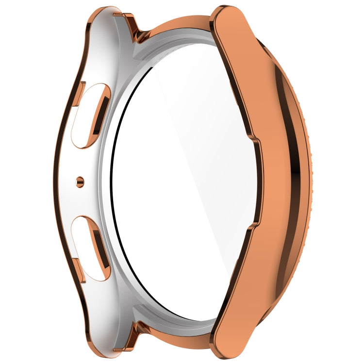 For Samsung Galaxy Watch 7 44mm Single Row Diamond PC + Tempered Film Integrated Watch Protective Case(Rose Gold)