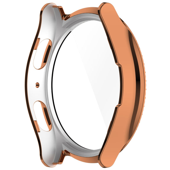 For Samsung Galaxy Watch 7 44mm Single Row Diamond PC + Tempered Film Integrated Watch Protective Case(Rose Gold)