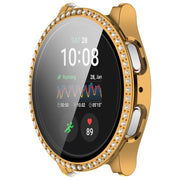 For Samsung Galaxy Watch 7 44mm Single Row Diamond PC + Tempered Film Integrated Watch Protective Case(Gold)
