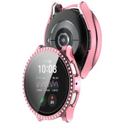 For Samsung Galaxy Watch 7 44mm Single Row Diamond PC + Tempered Film Integrated Watch Protective Case(Pink)