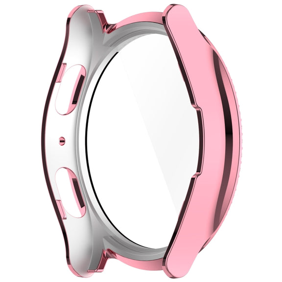 For Samsung Galaxy Watch 7 44mm Single Row Diamond PC + Tempered Film Integrated Watch Protective Case(Pink)