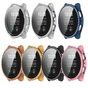 For Samsung Galaxy Watch 7 44mm Single Row Diamond PC + Tempered Film Integrated Watch Protective Case(Gold)