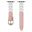 For Apple Watch Series 8 45mm Ceramic Color Buckle Contrast Leather Watch Band(Light Pink+White+Silver Buckle) - Watch Bands by PMC TechLife | Online Shopping South Africa | PMC TechLife | Buy Now Pay Later Mobicred