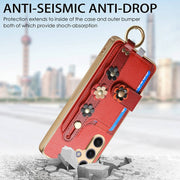 For Samsung Galaxy S24+ 5G Stereoscopic Flowers Wristband Card Bag Phone Case(Red)