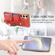 For Samsung Galaxy S24+ 5G Stereoscopic Flowers Wristband Card Bag Phone Case(Red)