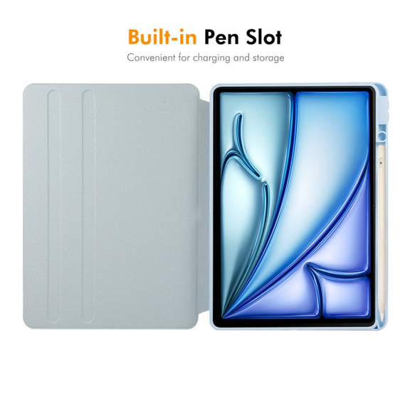 For iPad Air 13 2024 ENKAY 360 Rotation PMMA Leather Smart Tablet Case with Pen Slot(Blue)