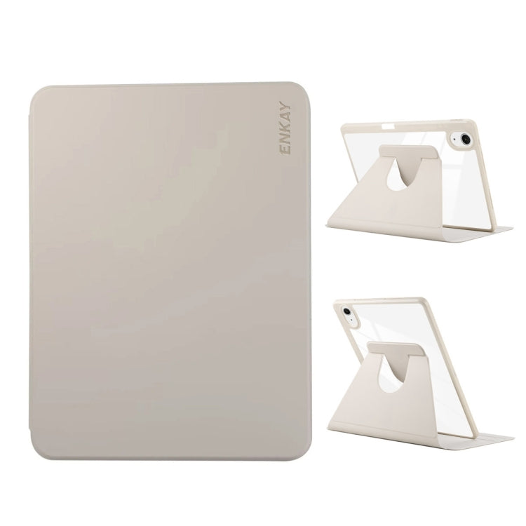For iPad Air 13 2024 ENKAY 360 Rotation PMMA Leather Smart Tablet Case with Pen Slot(Grey)
