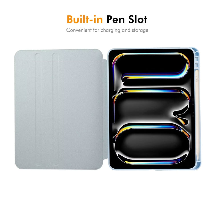 For iPad Pro 11 2024 ENKAY 360 Rotation PMMA Leather Smart Tablet Case with Pen Slot(Blue)