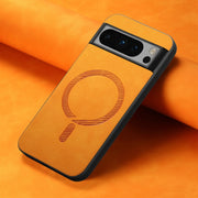 For Google Pixel 9 Pro XL Retro Magsafe Magnetic PU Back Cover Phone Case(Yellow)