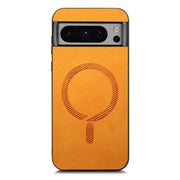 For Google Pixel 9 Pro XL Retro Magsafe Magnetic PU Back Cover Phone Case(Yellow)