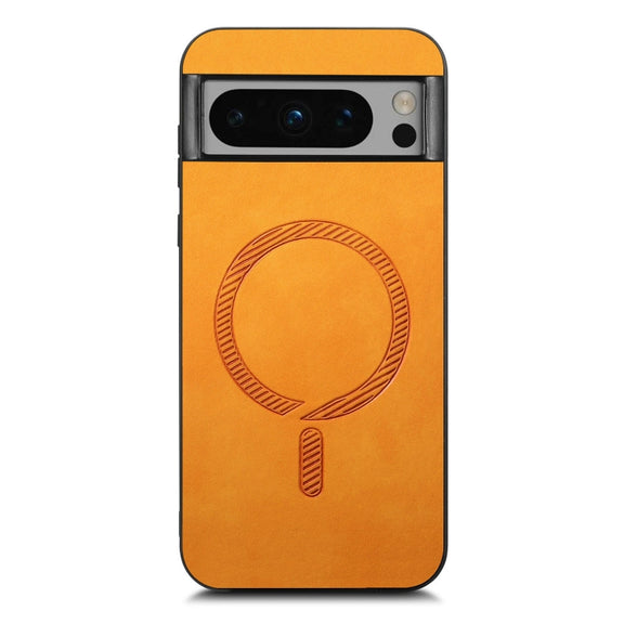 For Google Pixel 9 Pro XL Retro Magsafe Magnetic PU Back Cover Phone Case(Yellow)