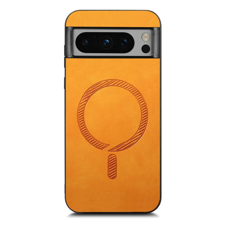 For Google Pixel 9 Pro XL Retro Magsafe Magnetic PU Back Cover Phone Case(Yellow)