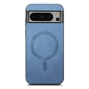 For Google Pixel 9 Pro XL Retro Magsafe Magnetic PU Back Cover Phone Case(Blue)