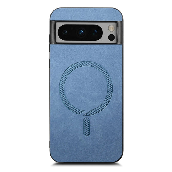 For Google Pixel 9 Pro XL Retro Magsafe Magnetic PU Back Cover Phone Case(Blue)