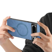 For Google Pixel 9 Pro XL Retro Magsafe Magnetic PU Back Cover Phone Case(Blue)