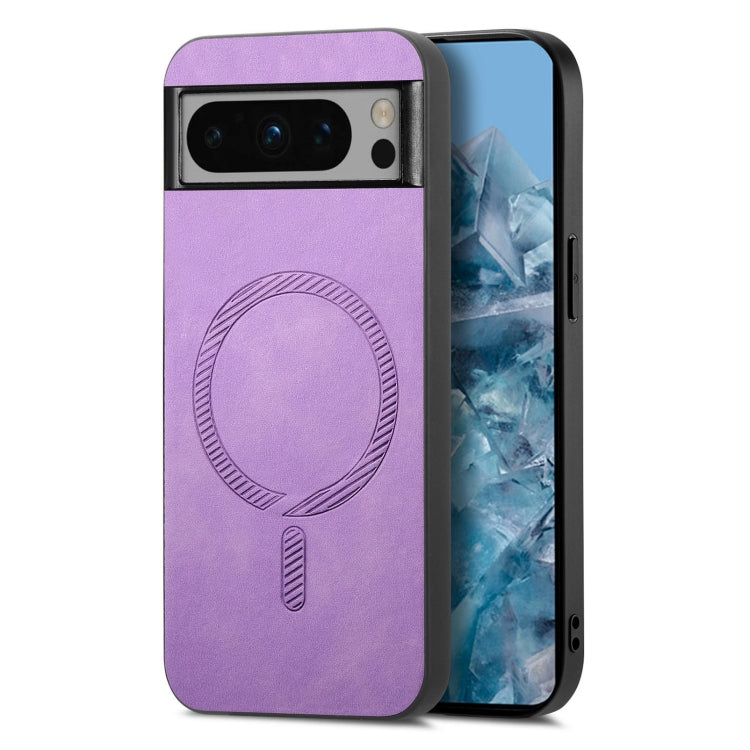 For Google Pixel 9 Pro XL Retro Magsafe Magnetic PU Back Cover Phone Case(Purple)