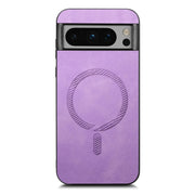 For Google Pixel 9 Pro XL Retro Magsafe Magnetic PU Back Cover Phone Case(Purple)