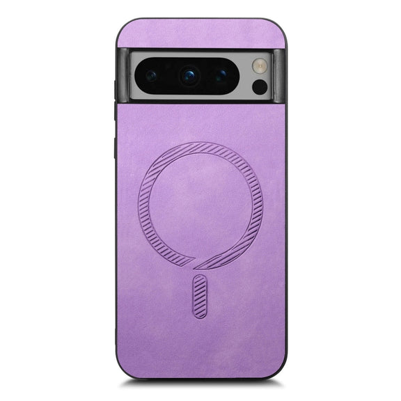 For Google Pixel 9 Pro XL Retro Magsafe Magnetic PU Back Cover Phone Case(Purple)