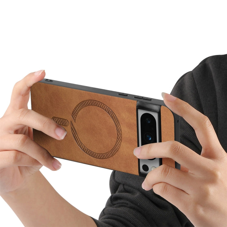 For Google Pixel 9 Pro XL Retro Magsafe Magnetic PU Back Cover Phone Case(Brown)