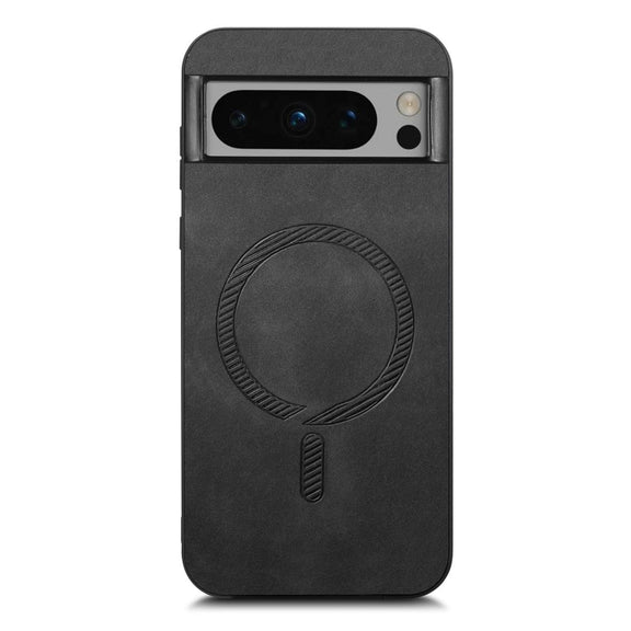 For Google Pixel 9 Pro XL Retro Magsafe Magnetic PU Back Cover Phone Case(Black)
