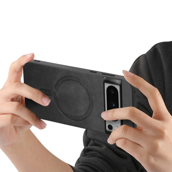 For Google Pixel 9 Pro XL Retro Magsafe Magnetic PU Back Cover Phone Case(Black)