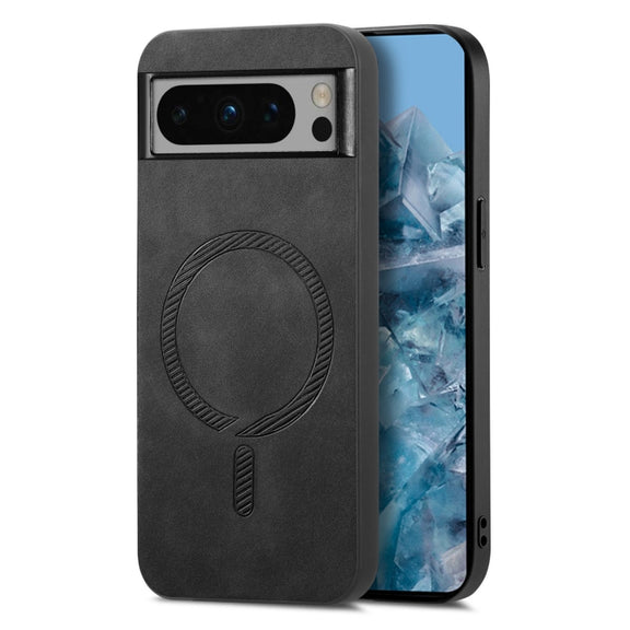 For Google Pixel 9 Pro XL Retro Magsafe Magnetic PU Back Cover Phone Case(Black)