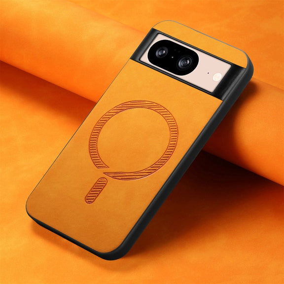 For Google Pixel 9 / 9 Pro Retro Magsafe Magnetic PU Back Cover Phone Case(Yellow)