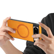 For Google Pixel 9 / 9 Pro Retro Magsafe Magnetic PU Back Cover Phone Case(Yellow)