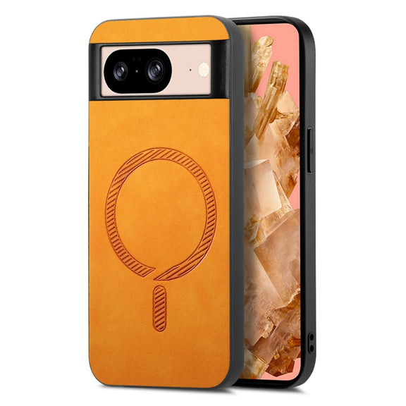 For Google Pixel 9 / 9 Pro Retro Magsafe Magnetic PU Back Cover Phone Case(Yellow)