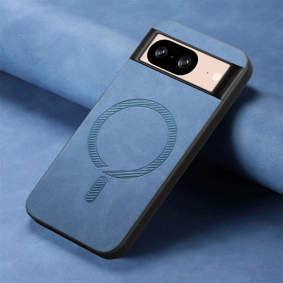 For Google Pixel 9 / 9 Pro Retro Magsafe Magnetic PU Back Cover Phone Case(Blue)