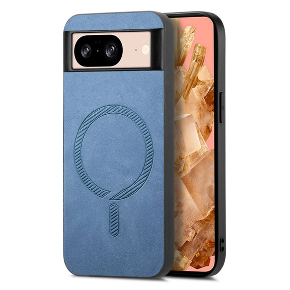 For Google Pixel 9 / 9 Pro Retro Magsafe Magnetic PU Back Cover Phone Case(Blue)