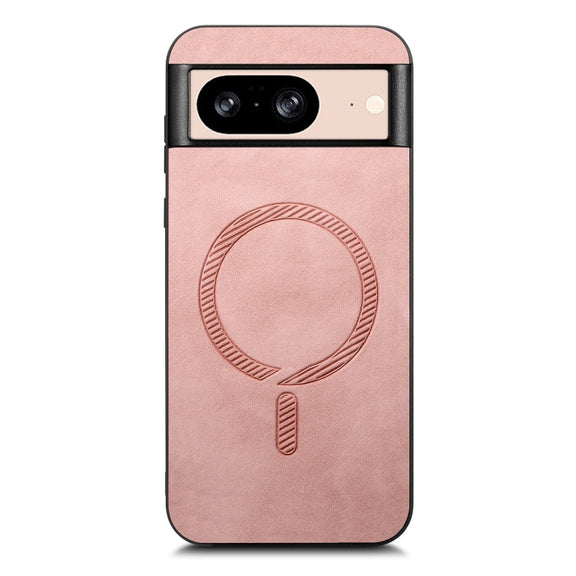 For Google Pixel 9 / 9 Pro Retro Magsafe Magnetic PU Back Cover Phone Case(Pink)