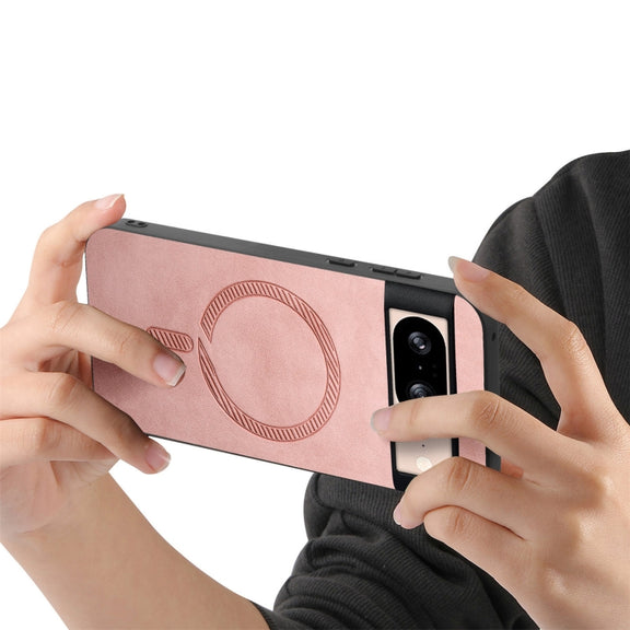 For Google Pixel 9 / 9 Pro Retro Magsafe Magnetic PU Back Cover Phone Case(Pink)