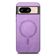 For Google Pixel 9 / 9 Pro Retro Magsafe Magnetic PU Back Cover Phone Case(Purple)