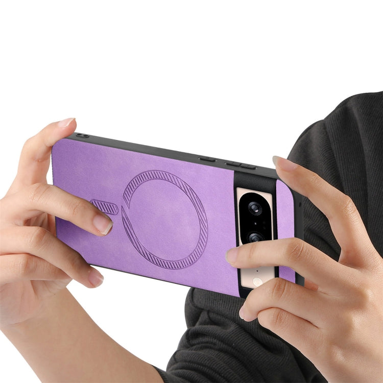 For Google Pixel 9 / 9 Pro Retro Magsafe Magnetic PU Back Cover Phone Case(Purple)