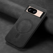 For Google Pixel 9 / 9 Pro Retro Magsafe Magnetic PU Back Cover Phone Case(Black)