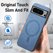 For Google Pixel 9 Pro XL Retro Magsafe Magnetic PU Back Cover Phone Case(Yellow)