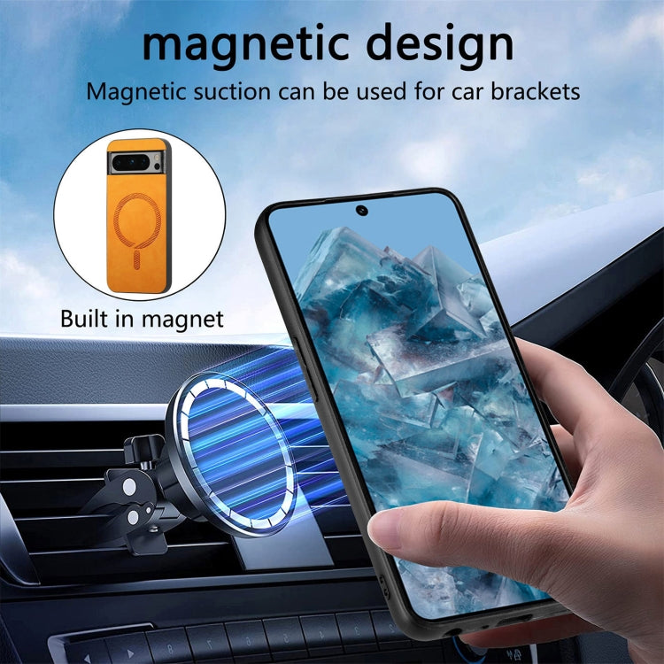 For Google Pixel 9 Pro XL Retro Magsafe Magnetic PU Back Cover Phone Case(Yellow)