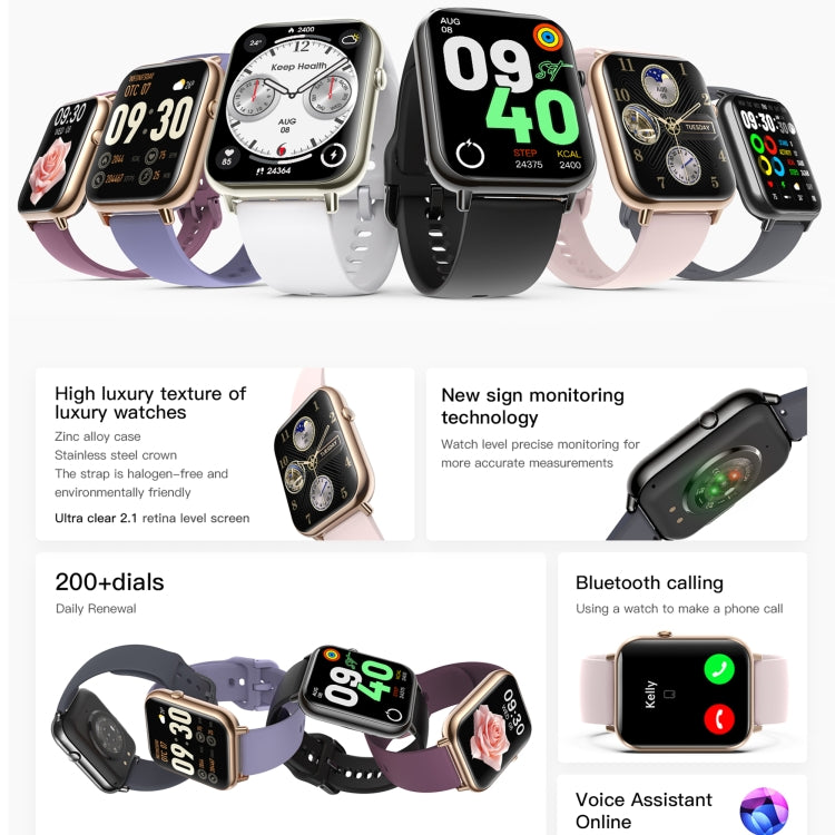 Q19 Max 2.1 inch HD Screen Water-resistant Sports Business Smart Watch(White)