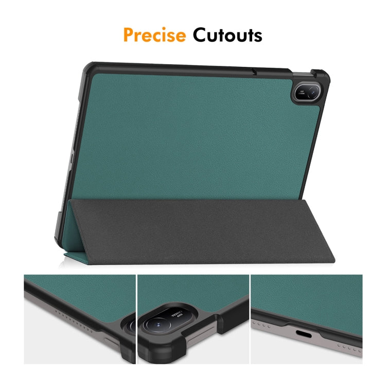 For Huawei MatePad SE 11 2024 ENKAY Tri-fold Custer Texture Platic Leather Tablet Case(Grey)