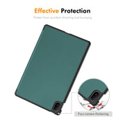 For Huawei MatePad SE 11 2024 ENKAY Tri-fold Custer Texture Platic Leather Tablet Case(Grey)