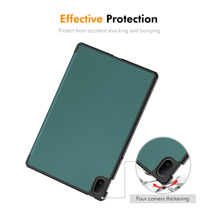 For Huawei MatePad SE 11 2024 ENKAY Tri-fold Custer Texture Platic Leather Tablet Case(Grey)